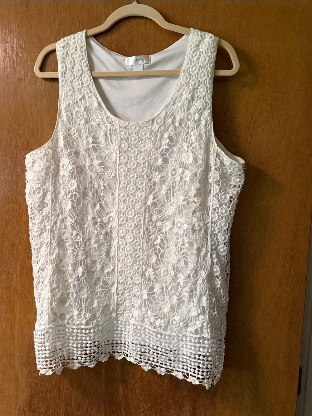 Christopher & Banks White Crochet Lace Tank Top